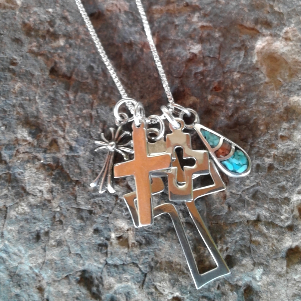 Sterling Silver Cross Charms NECKLACE - Picture 12 of 15